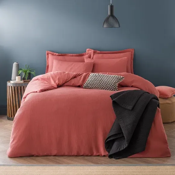 Waffle Duvet Cover Set with Pillowcase - Terracotta