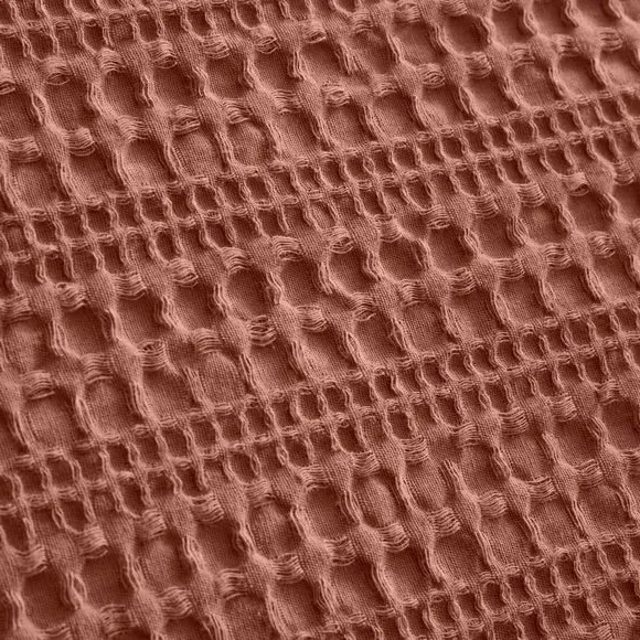 Waffle Duvet Cover Set with Pillowcase - Terracotta