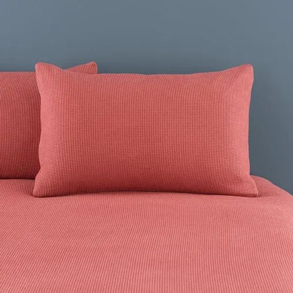 Waffle Duvet Cover Set with Pillowcase - Terracotta