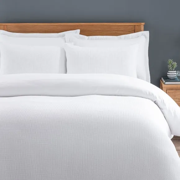 Waffle Duvet Cover Set with Pillowcase - White