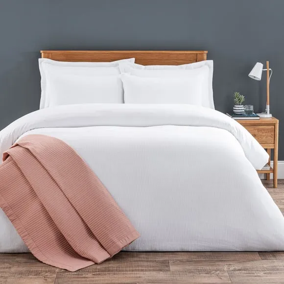 Waffle Duvet Cover Set with Pillowcase - White