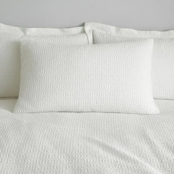 Waffle Duvet Cover Set with Pillowcase - White
