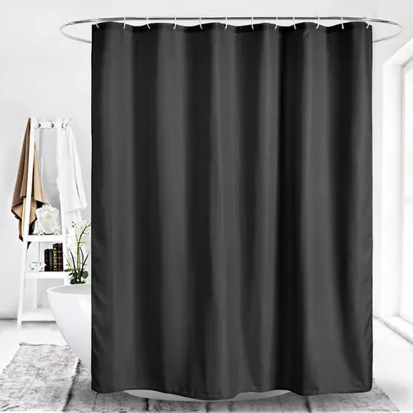 Waffle Shower Curtain - Black, Recycled Fabric image