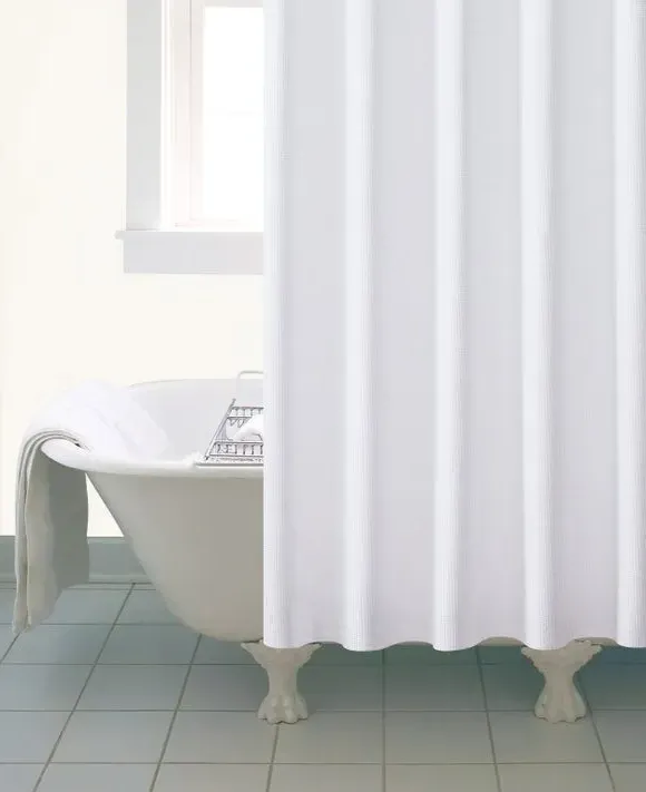 Waffle Shower Curtain - White, Recycled Fabric