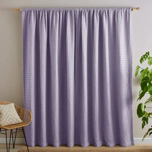 Waffle Slot Top Curtains - Lilac, Polycotton