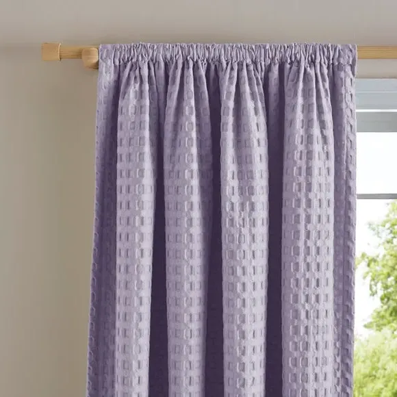Waffle Slot Top Curtains - Lilac, Polycotton image