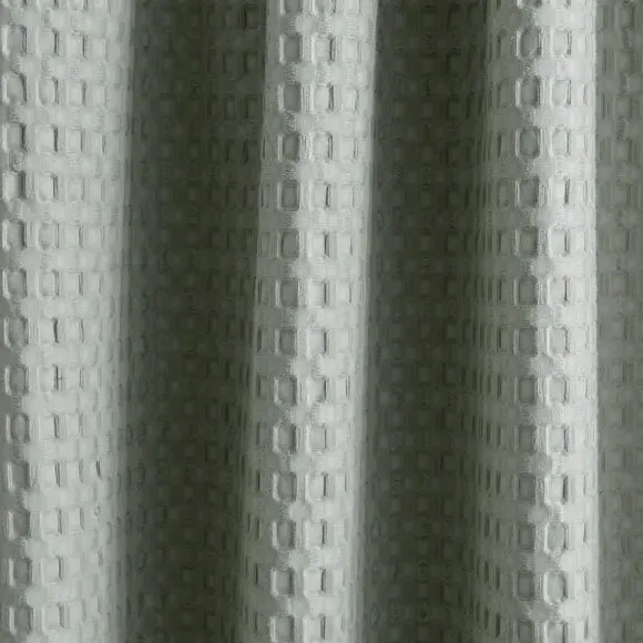 Waffle Slot Top Curtains - Sage, Polycotton