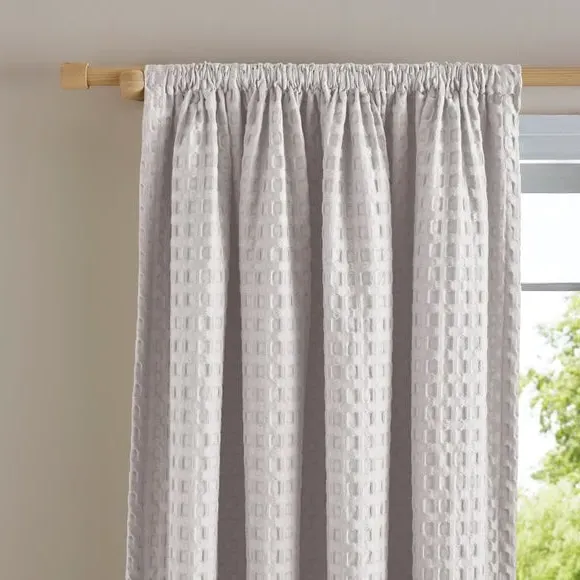 Waffle Slot Top Curtains - Sandstone, Polycotton