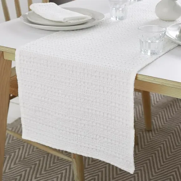 Waffle Table Runner - Ivory, Cotton