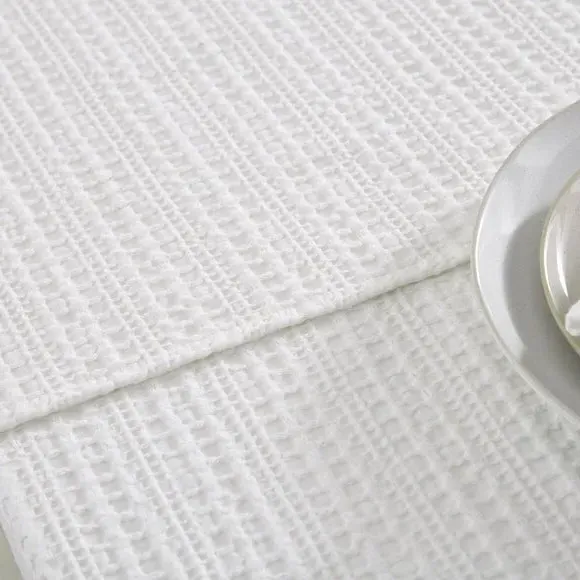 Waffle Tablecloth - Ivory, Cotton
