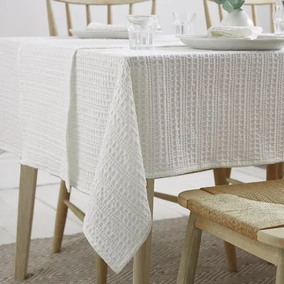 Waffle Tablecloth - Ivory, Cotton