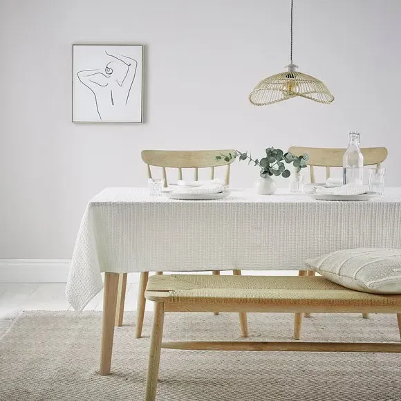 Waffle Tablecloth - Ivory, Cotton