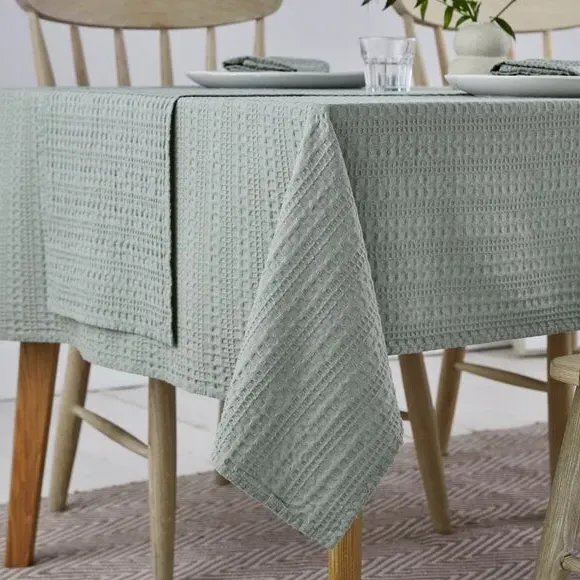 Waffle Tablecloth - Sage, Cotton