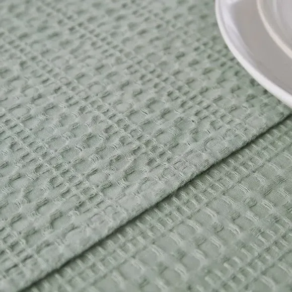 Waffle Tablecloth - Sage, Cotton