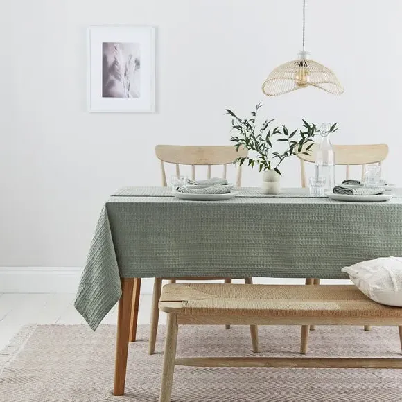 Waffle Tablecloth - Sage, Cotton