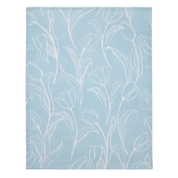 Waffle Tea Towel with Hanging Loop - Blue, Cotton image