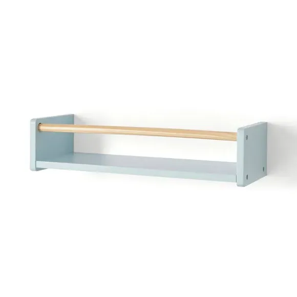 Wall Bookshelf with Clothes Rail - Blue