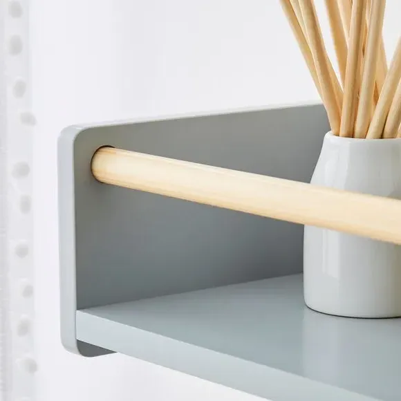 Wall Bookshelf with Clothes Rail - Grey