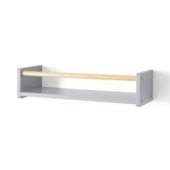 Wall Bookshelf with Clothes Rail - Grey