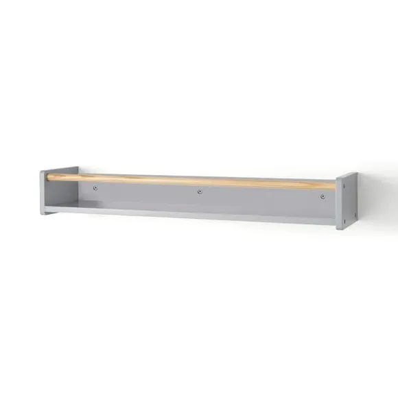 Wall Bookshelf with Clothes Rail - Grey