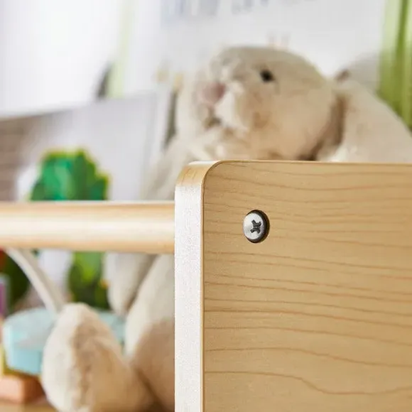 Wall Bookshelf with Clothes Rail - Natural