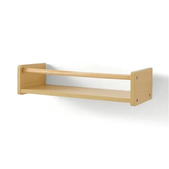 Wall Bookshelf with Clothes Rail - Natural