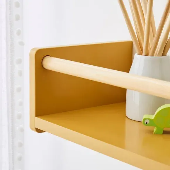 Wall Bookshelf with Clothes Rail - Ochre