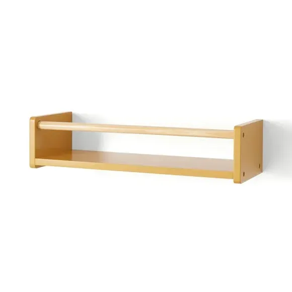 Wall Bookshelf with Clothes Rail - Ochre