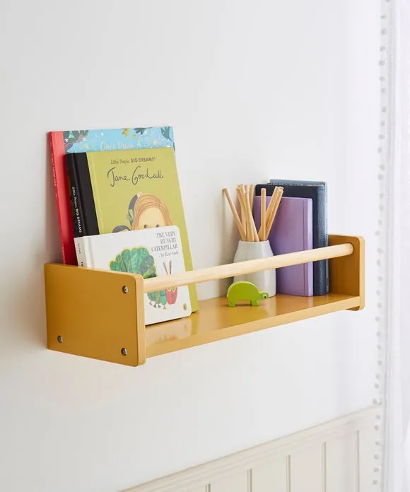 Wall Bookshelf with Clothes Rail - Ochre