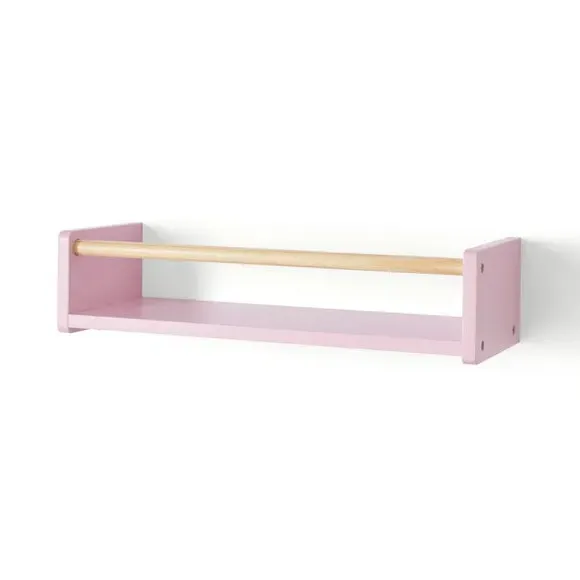 Wall Bookshelf with Clothes Rail - Pink