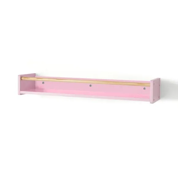 Wall Bookshelf with Clothes Rail - Pink