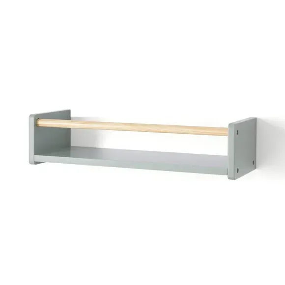 Wall Bookshelf with Clothes Rail - Sage