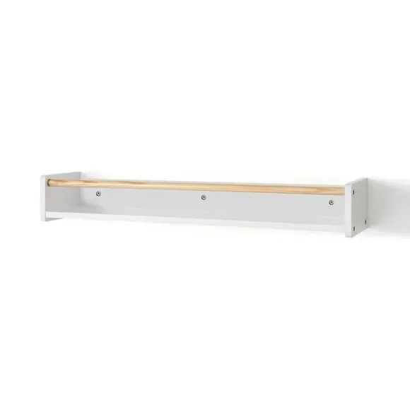 Wall Bookshelf with Clothes Rail - White