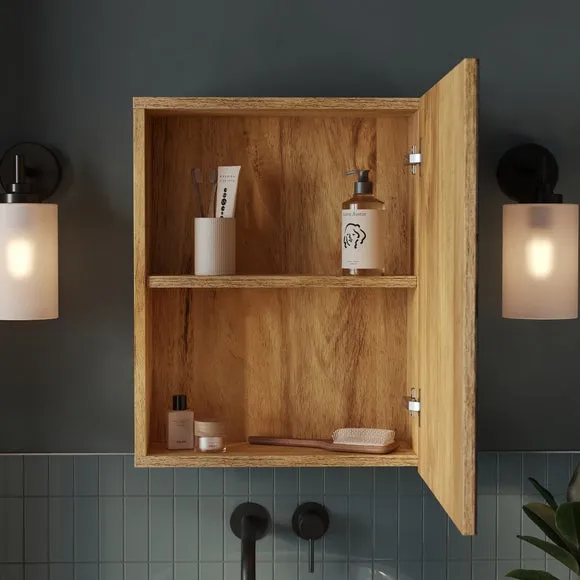 Wall Cabinet with Mirror - Mango Wood Effect