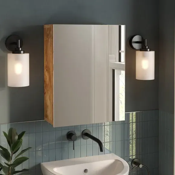 Wall Cabinet with Mirror - Mango Wood Effect