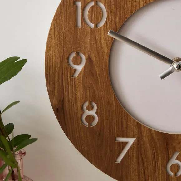 Wall Clock Silent Movement - Oak, Recycled Plastic