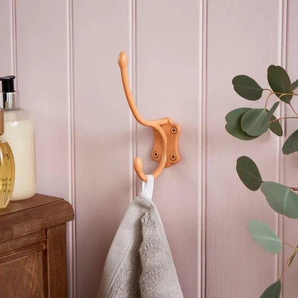 Wall Hook with Heart Design - Apricot, Metal
