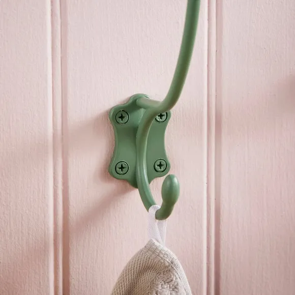 Wall Hook with Heart Design - Green, Metal