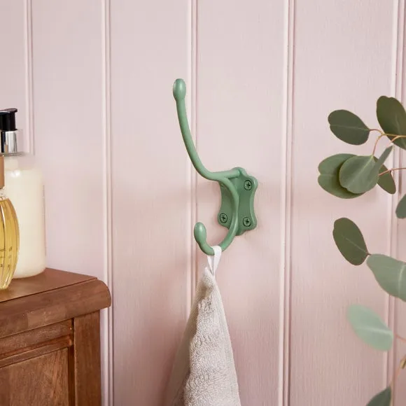Wall Hook with Heart Design - Green, Metal