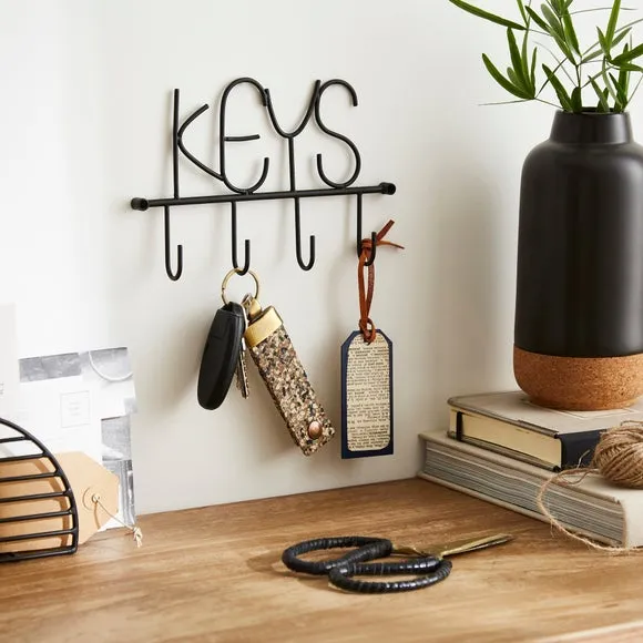 Wall Key Hook with 4 Hooks - Black image
