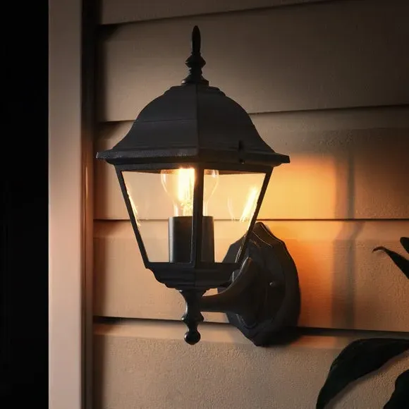 Wall Light with Clear Glass - Black, Metal