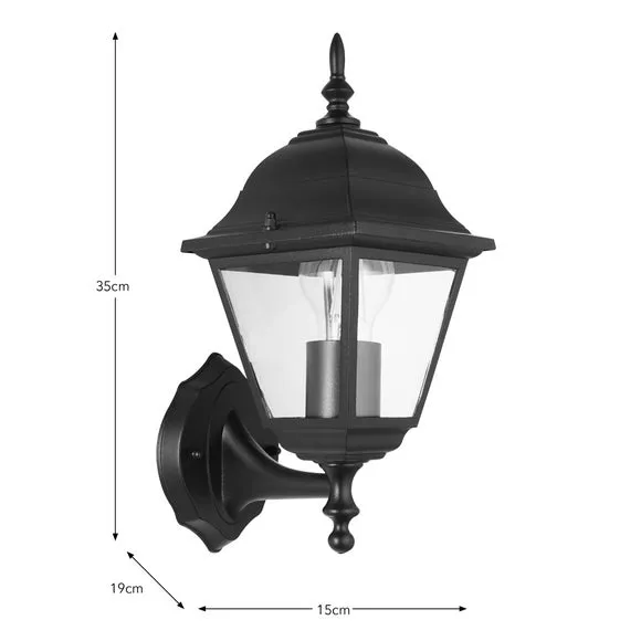 Wall Light with Clear Glass - Black, Metal