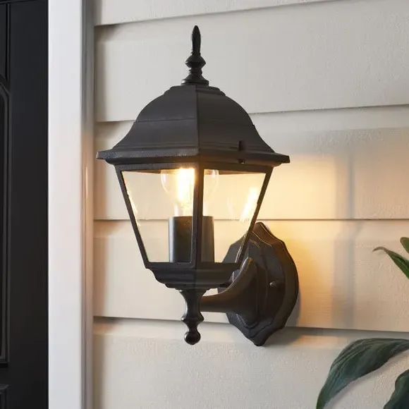 Wall Light with Clear Glass - Black, Metal image