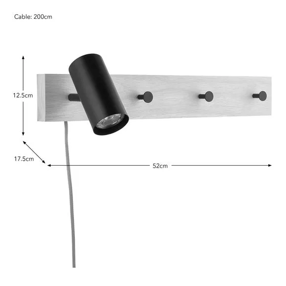 Wall Light with Clothes Hanger - Natural