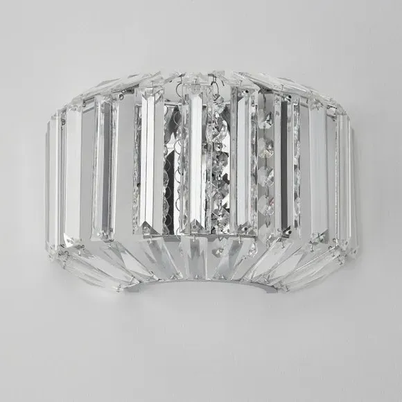 Wall Light with Crystal Shade - Chrome
