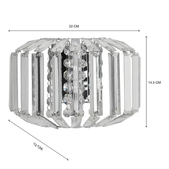 Wall Light with Crystal Shade - Chrome