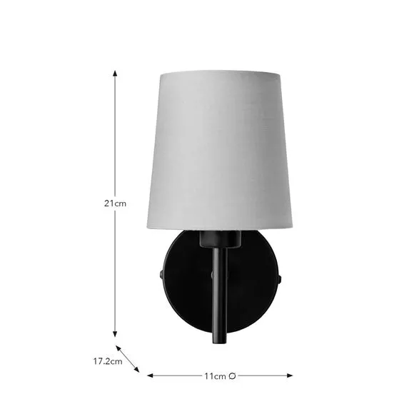 Wall Light with Dimmer - Grey, Fabric