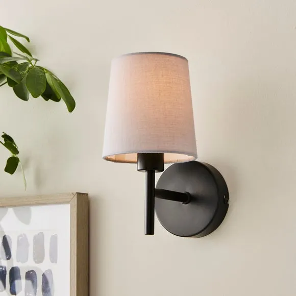 Wall Light with Dimmer - Grey, Fabric