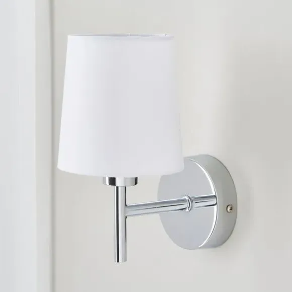 Wall Light with Dimmer - White, Fabric