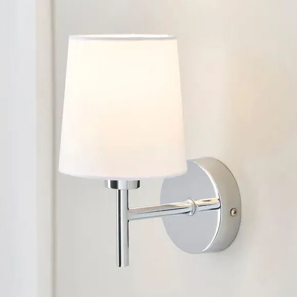Wall Light with Dimmer - White, Fabric